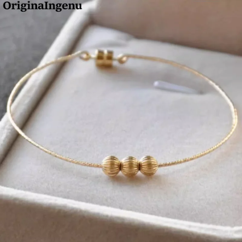 Handmade 14K Gold Filled Beaded Bangle Bracelet 1mm Thin Wire  Stacking Bracelet Personalized Tarnish Resistant Jewelry