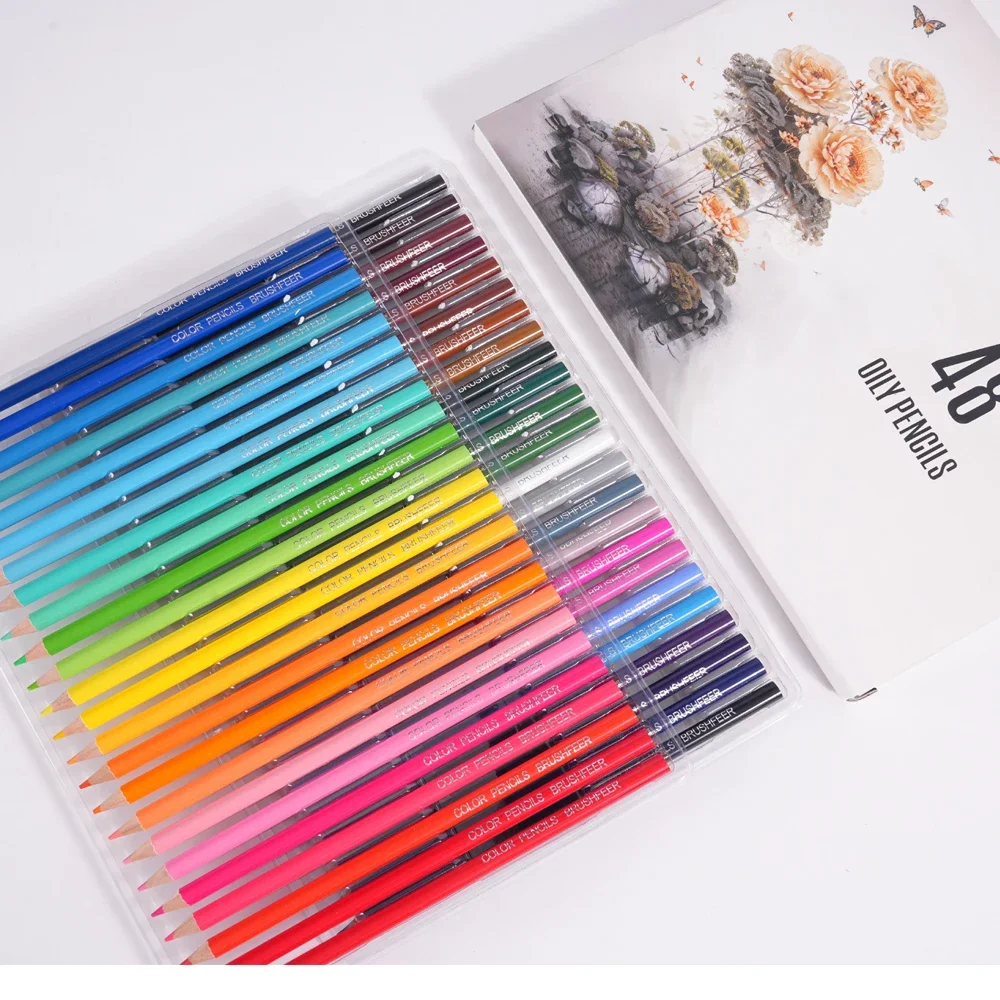 Brushfeer 48 Colors Pencil Set Professional Grade Drawing Coloring Pencils Soft Core Art Supplies for Artists Students