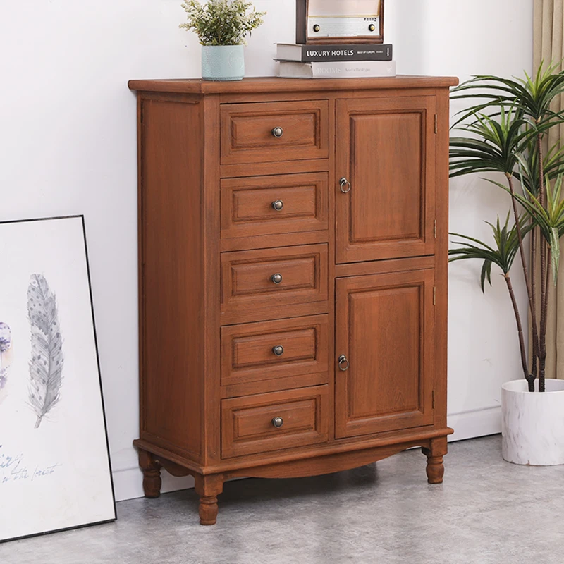 문이 달린 버킷 캐비닛 단단한 나무 미국식 침실 수납 벽에 작은 캐비닛