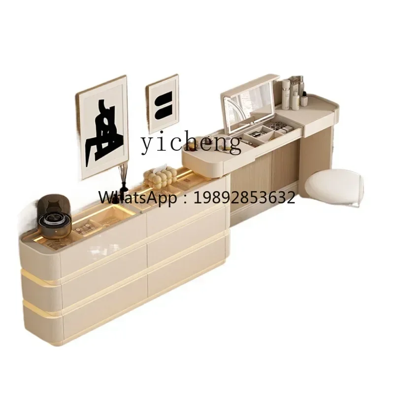 CC bedroom ultra-thin dresser chest cabinet integrated flap retractable bedside cabinet