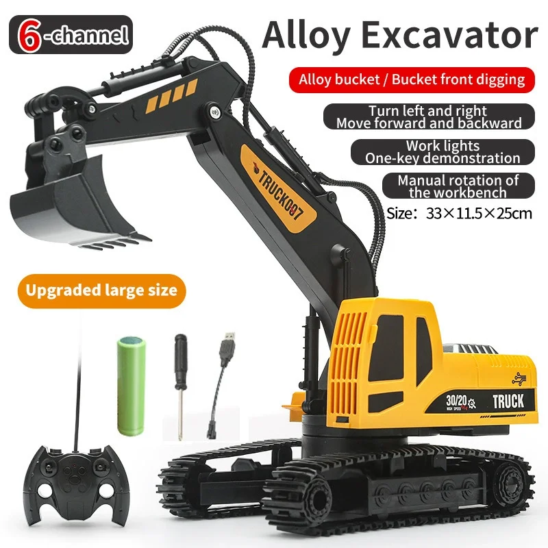 Truck007 Remote Control Excavator Large Size Alloy 6 Channel Simulation Engineering Construction Truck Boys Rc Digger Toy Gifts