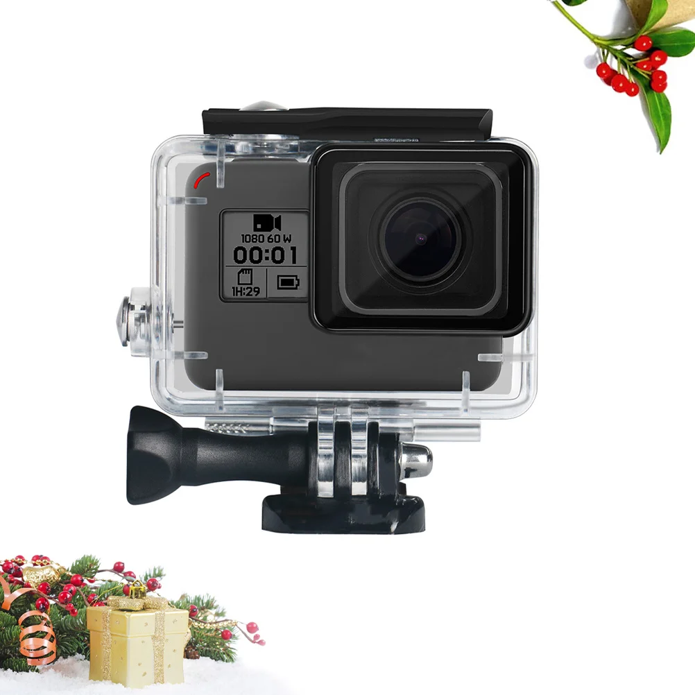 

Waterproof Camera Case Black Compatible Hero7 High Transparency Tempered Glass Lens Rustproof Stainless Steel Buttons