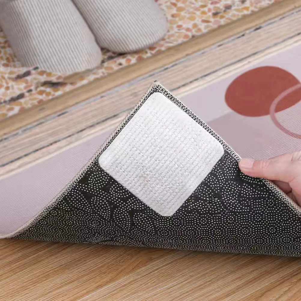 

4pcs Anti-Slip Rug Pad Sticker Heavy Duty Carpet Tape For Wood Floor Keep Rug In Place Non-Woven Gripper For Kitchen Bathroom