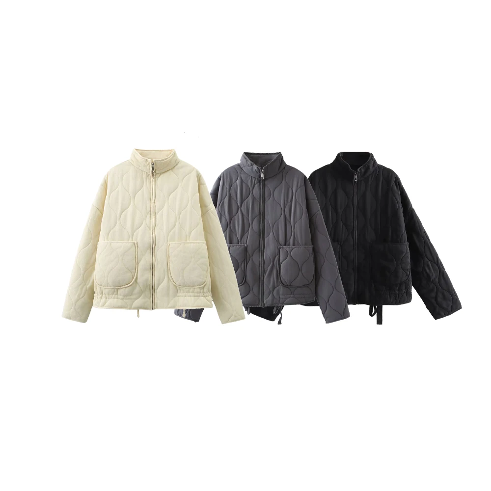 

UNIZERA Women's High Collar Long Sleeve Zipper Large Pocket Solid Color Winter New Warm Jacket Coat