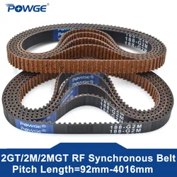 POWGE 2MGT 2GT RF Synchronous Timing belt Pitch length 110/112/158/188/200/280/300/320mm width 6mm Rubber closed-loop belt