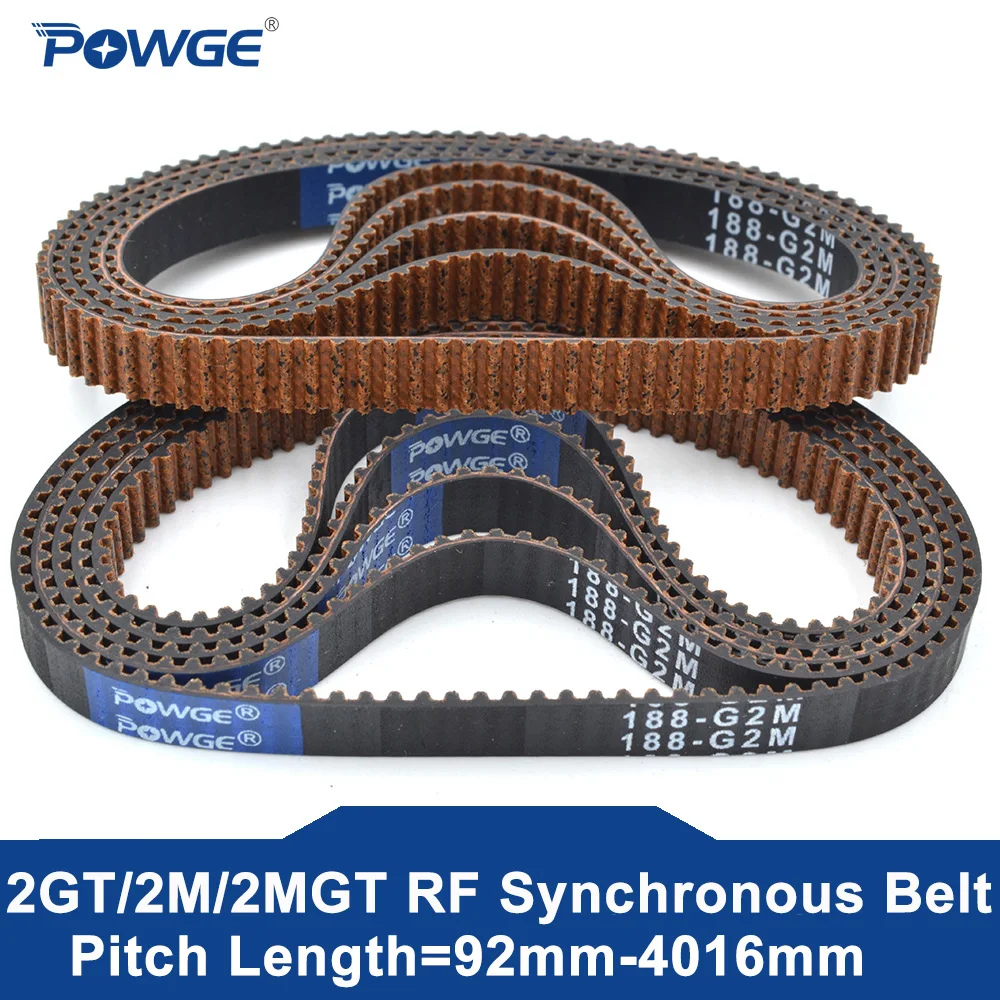 POWGE 2MGT 2GT RF Synchronous Timing Belt Pitch Length 110/112/158/188/200/280/300/320mm Width 6mm Rubber Closed-Loop Belt