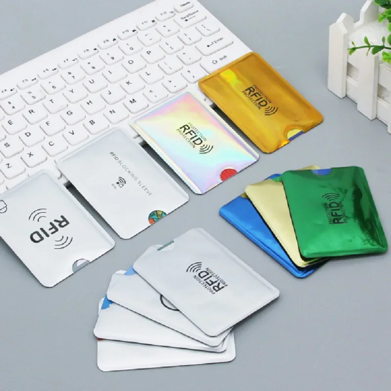 10Pcs Anti Rfid ID Credit Card Sleeve Laser Aluminum Blocking Reader Lock Anti-theft Credit Card Cover Case Credit Cards Bag