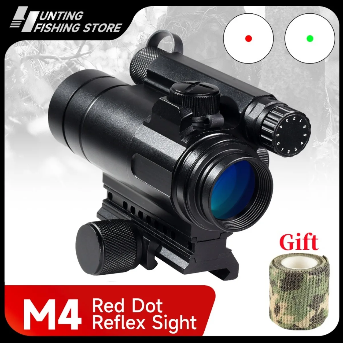 M4 Red Dot Reflex Sight Tactical Precision Shooting Scope Collimator Sight Red Green Adjustable Hunting Fit 20mm Weaver Rail