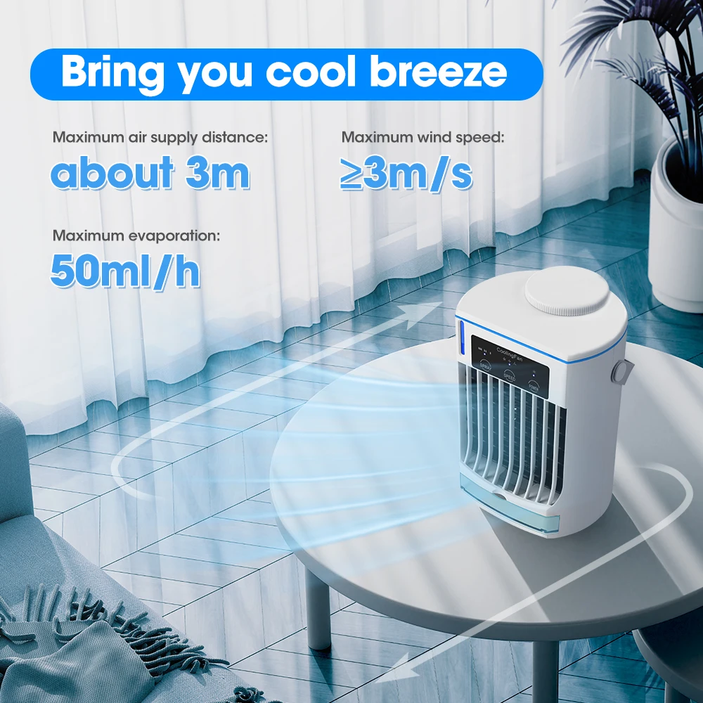 Portable Air Conditioner Cooler Refrigeration Desktop Water Cooling Spray Fan 3 Gear Speed Air Cooling Fan Humidifier for Home O