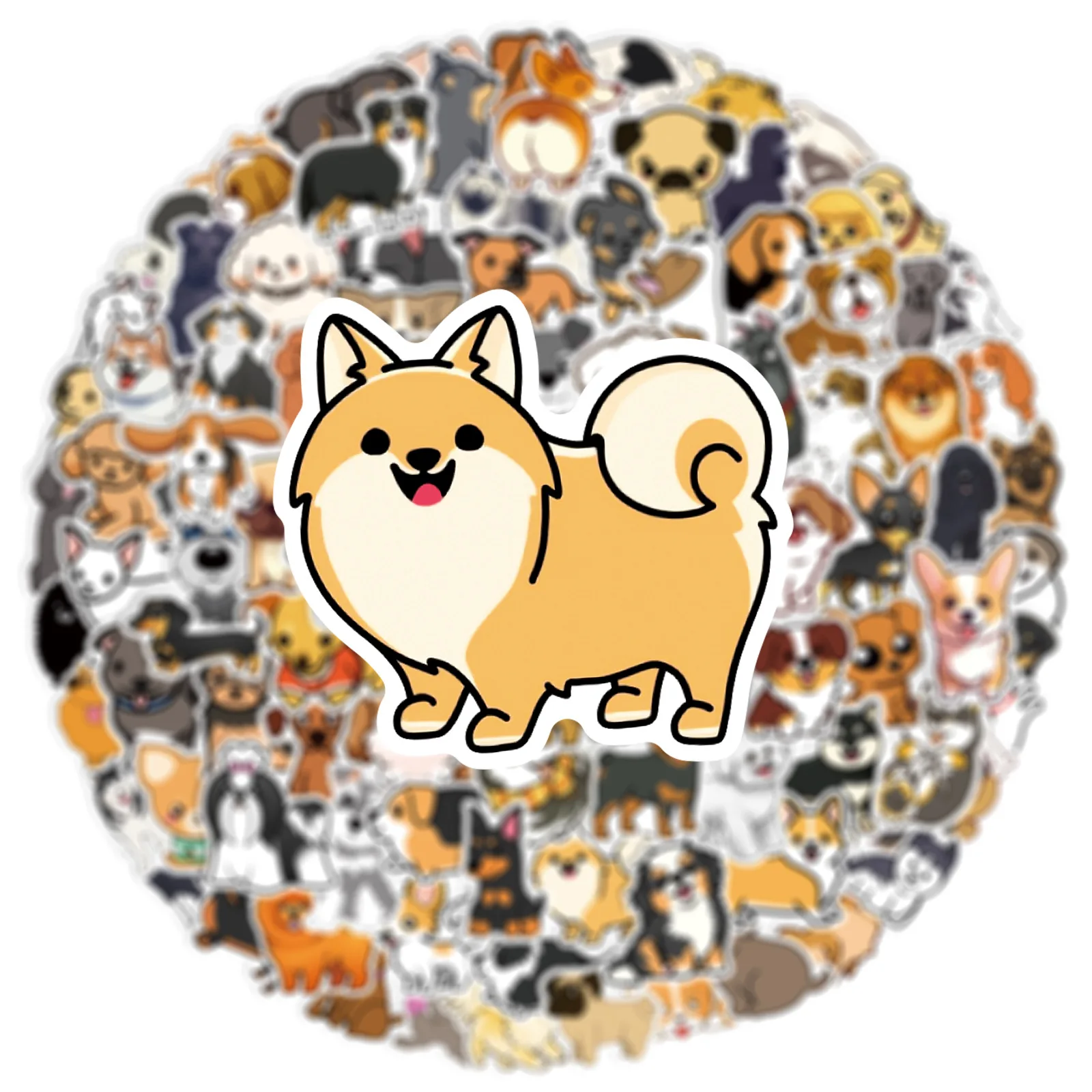 100 Pcs 작은 크기 귀여운 강아지 낙서 스티커, 물 컵 편지지 상자 DIY 장식 방수 스티커