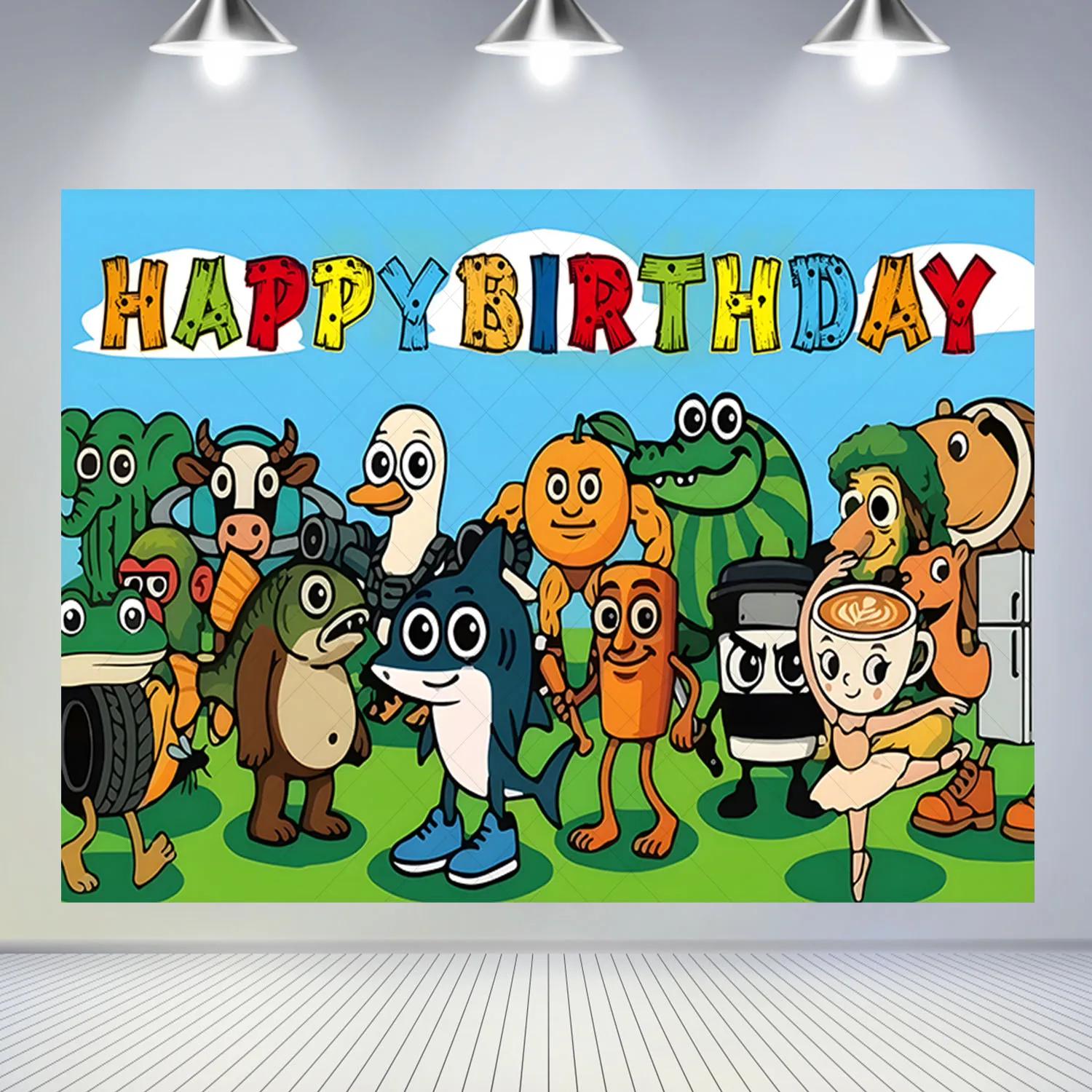 Tung Tung Sahur Tralalo Theme Boy 1st Birthday Decoration Photography Backdrop Party Supplies Baby Shower Photo Booth Props