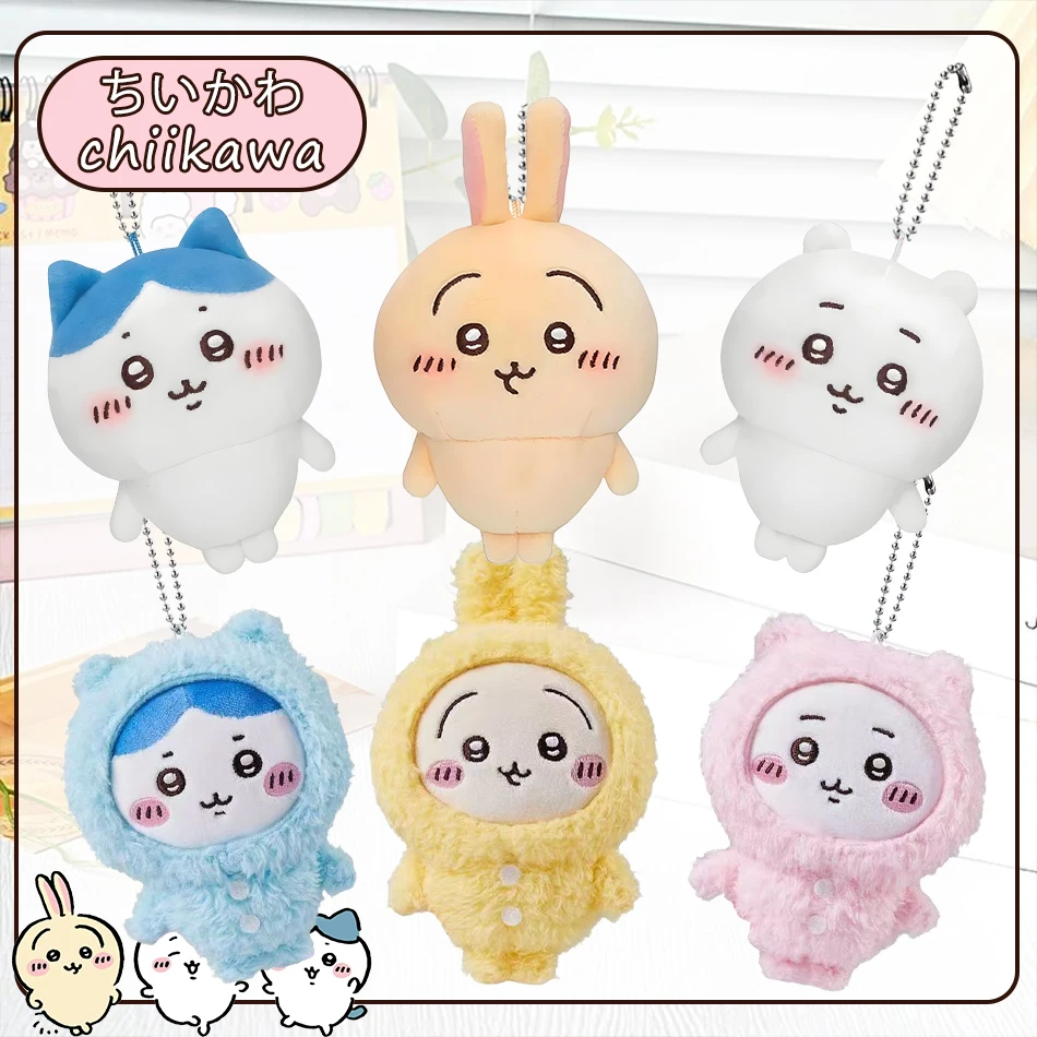 

In Stock 10CM Chiikawa Pajama Plush Pendant Keychain Cartoon Usagi Hachiware Usachi Doll Keychains Chiikawa Plush Doll Toys Gift