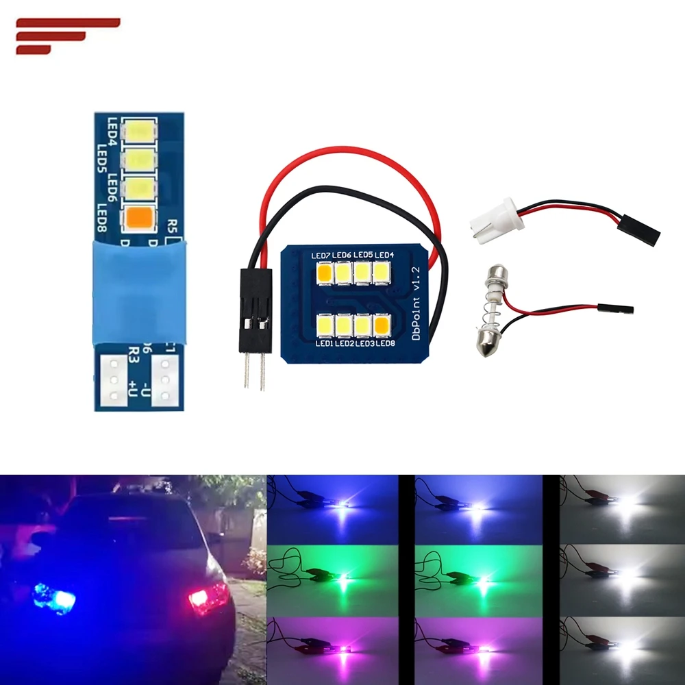 1pcs Dynamic T10 festoon dome light W5W LED light 194 168 2835 8LED Interior Dome Map Reading Light Auto Styling 12V Lamp