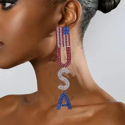 12cm Long USA Letter Drop Earring for Women American Flag Jewelry Gift