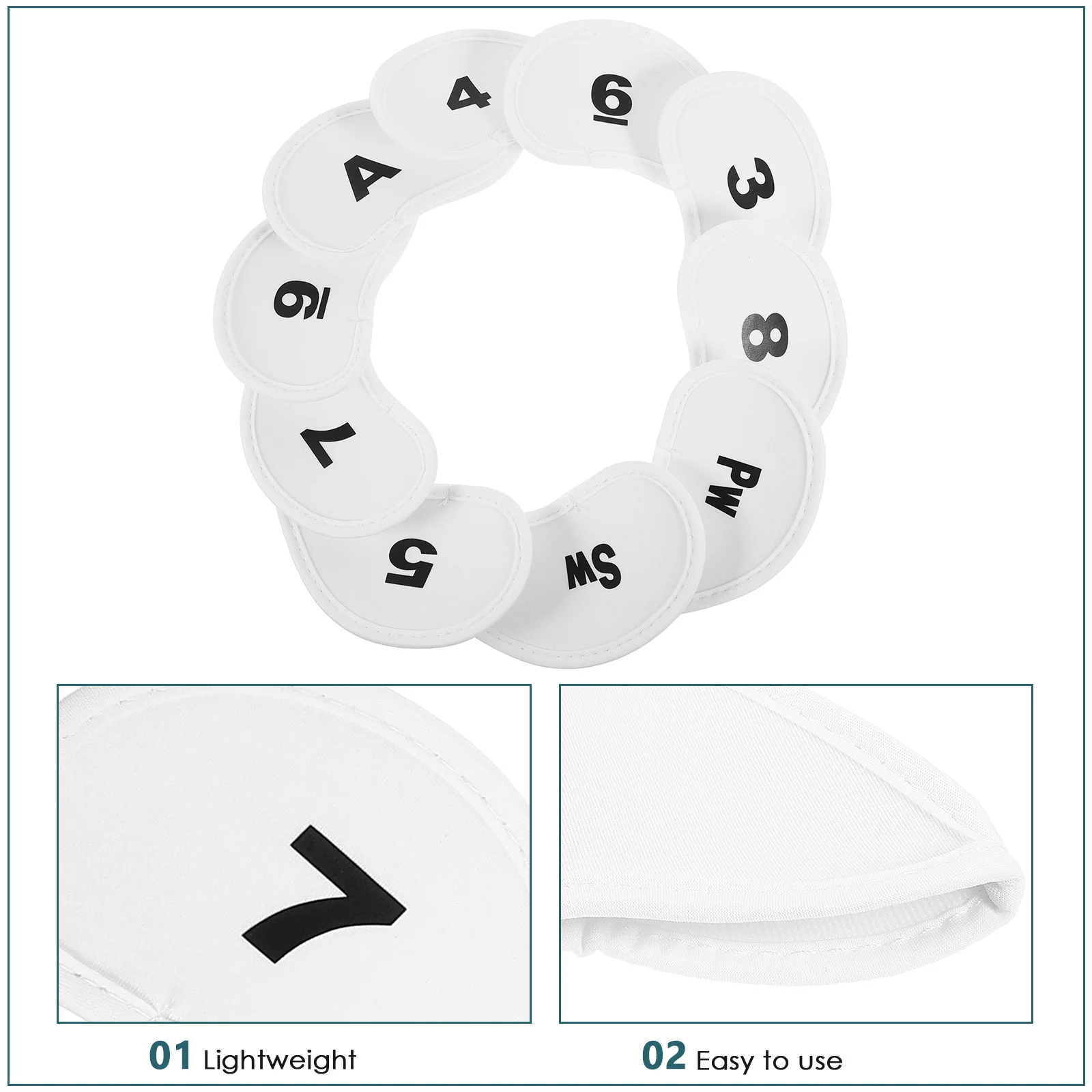 10 قطعة أغطية الرأس الحديدية المهنية المضادة للخدش نادي الغولف حماة المحمولة مضرب غطاء للسفر الثقيلة النسيج