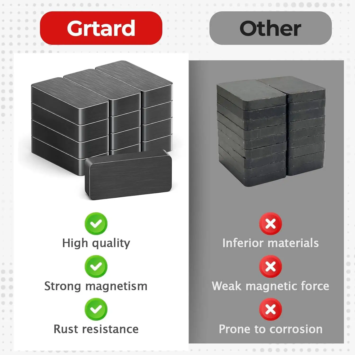 2/6 عبوات من مكعبات المغناطيس شديدة التحمل، 1 7/8 بوصة × 7/8 بوصة × 3/8 بوصة مغناطيس كتل من الفريت، مغناطيس سيراميك مستطيل للعلوم والثلاجة