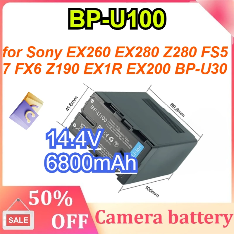 

BP-U100 Battery for Sony Camera EX260 EX280 Z280 FS5 7 FX6 Z190 EX1R EX200 BP-U30 U35 U70 U90 U60 with D-Tap and USB Output