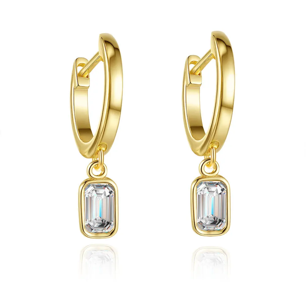 

0.5ct Emerald Moissanite Earrings for Women S925 Sterling Silver Hoop Earring 14K Gold D Color VVS1 Fine Jewelry