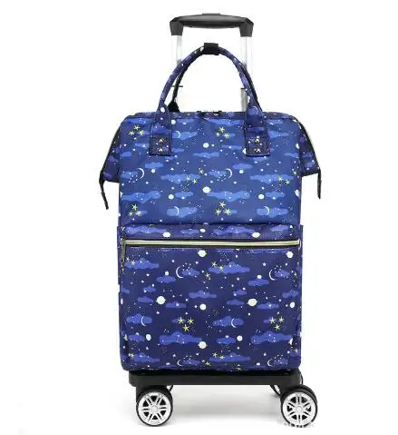 Women Soft Business Trolley Backpack Bag With wheels oxford Trolley Luggage bag Women Carry on hand Luggage rolling Backpack