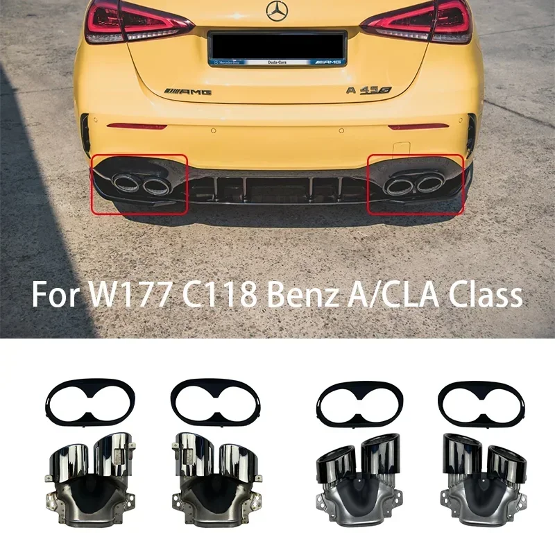 For Mercedes-Benz A-Class W177 A35 C118 CLA35 X247 GLB35 A45S Car Accessories Rear Dual Exhaust Muffler End Pipe End Tip