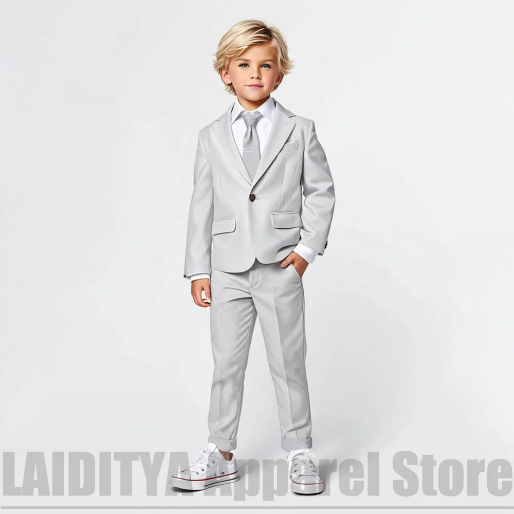 Boys 2 Piece Suit Chic Single Button Blazer Pants Kids Outfit Daily Casual Fashion Wedding Birthday Party Photoshoot Tuxedo