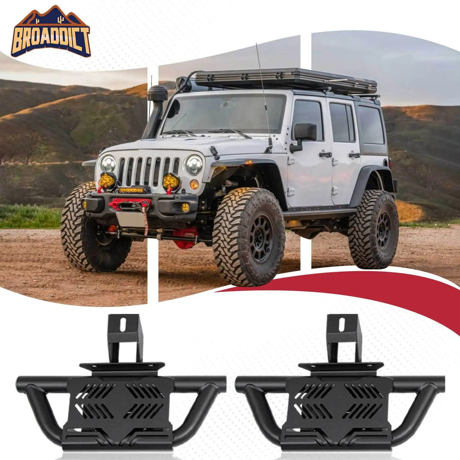 

2X EZ Side Steps fit for 2007-2018 Jeep Wrangler JK 2/4 Doors Running Boards
