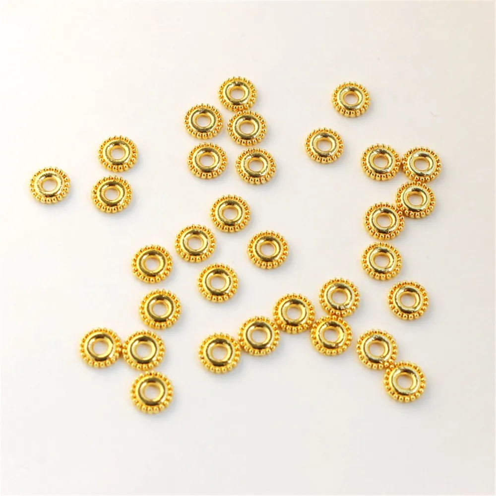 18K Gold-coated Color-Changing Gear Spacer, 6mm Gasket, DIY Gasket, Bracelet, Necklace, Beads, Jewelry Accessories