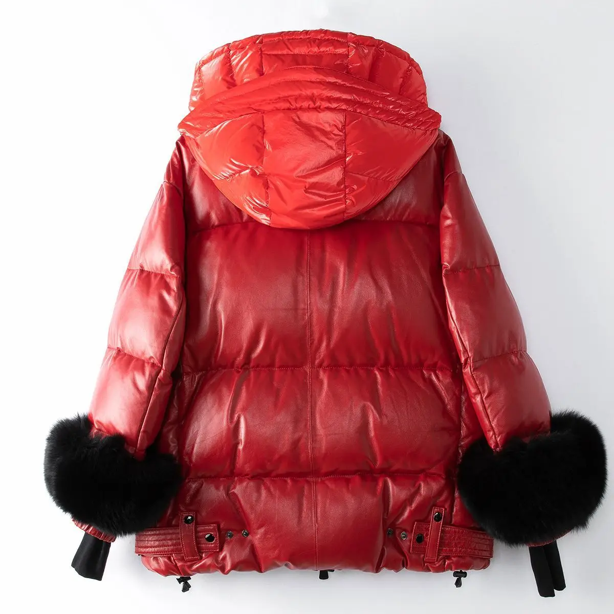 2024 autumn and winter new product, 90 goose down fox fur splicing genuine leather down jacket,