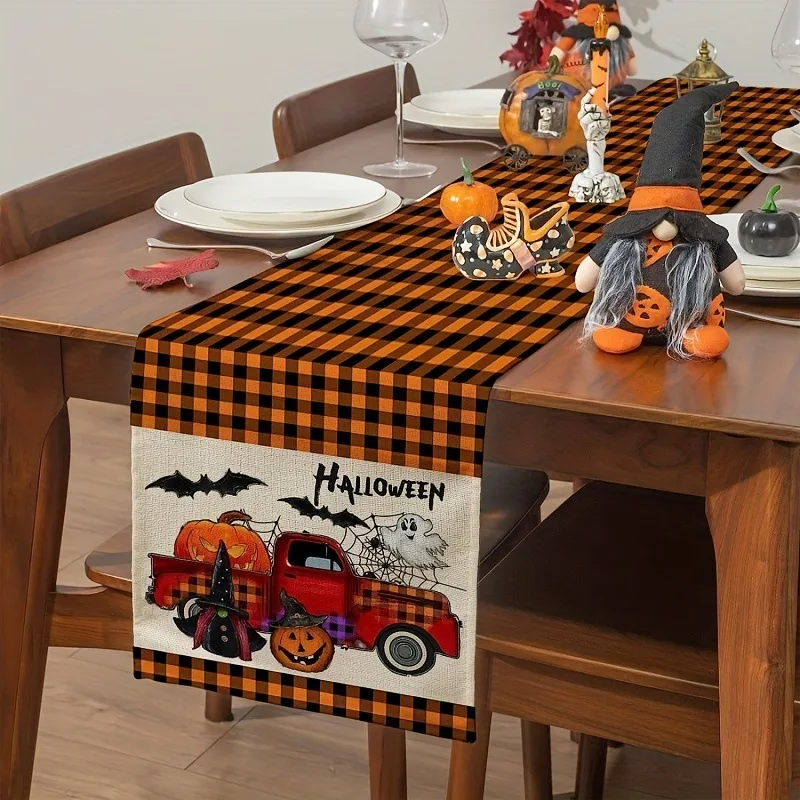 

New Halloween Decoration Table Runner Skeleton Pumpkin Halloween Table Runners Holiday Banquet Party Decoration
