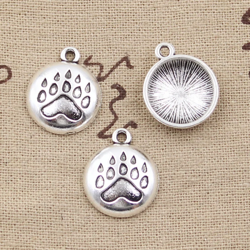 10pcs Charms Bear Paw 19x17mm Antique Silver Color Pendants Making DIY Handmade Tibetan Finding Jewelry