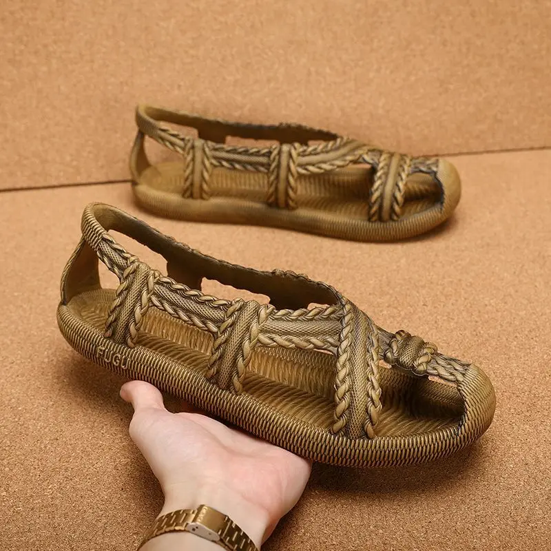 2026 Retro Roman Sandals Sports Sandals for Men Summer Outdoor Couples Beach Shoes Eva Soft Comfortable Open-Toe Cloud Slippers
