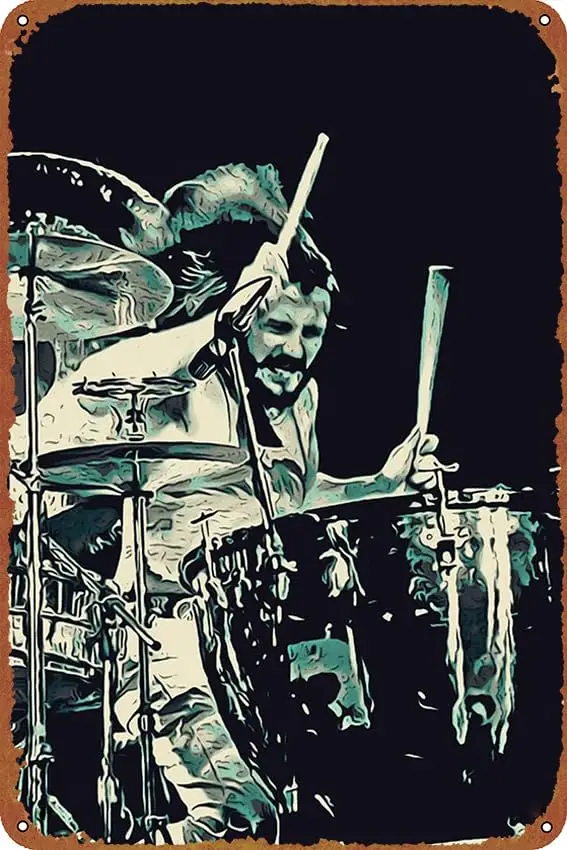 

John Bonham Poster Vintage Metal Tin Sign Retro Style Wall Plaque Decoration Metal Sign 8x12 inch