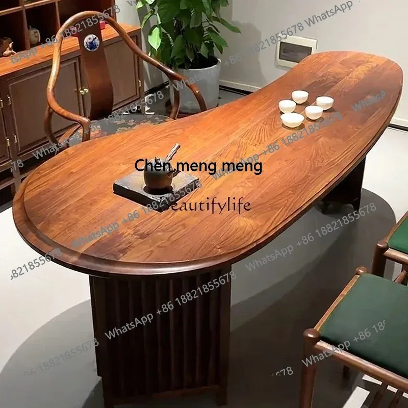 

style Italian light luxury solid wood tea table household small apartment Zen new Chinese style living room small tea table ss