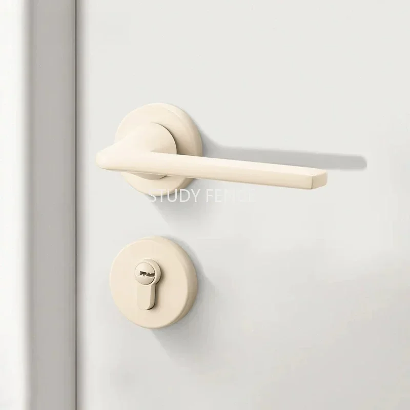1 Set of Cream Matte Door Handle Lock Set Indoor Zinc Alloy Lock Bedroom Door Locks Suitable for New Door Installation with Keys