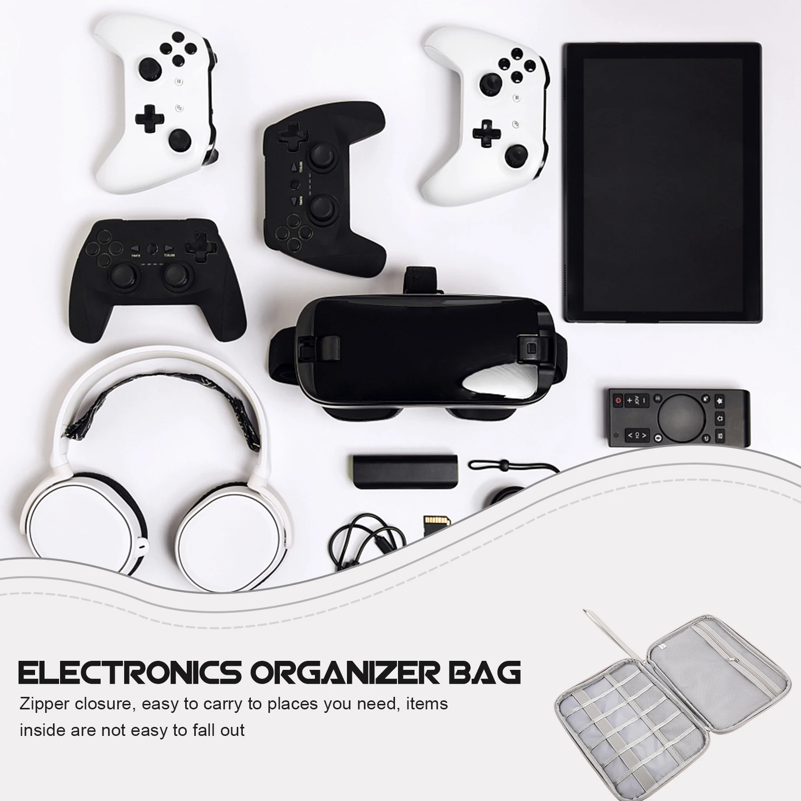 

Multifunctional Storage Organizer Travel Cord Phone Accessories Case Polyester Material Lightweight Portable