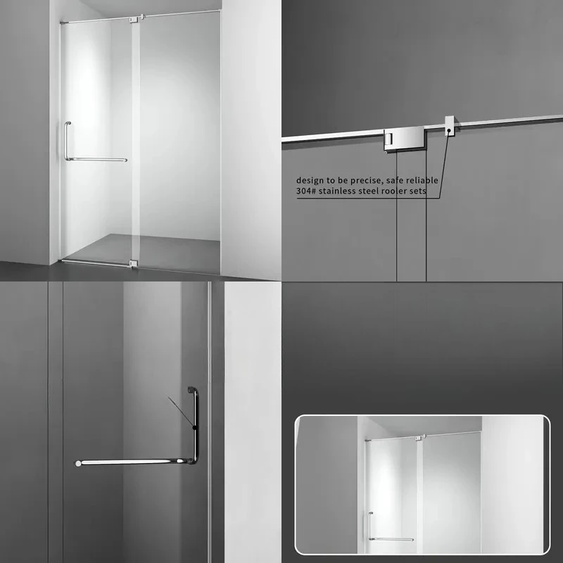 for Hotel Frameless Tempered Double Glass Door Shower Room Bathroom Waterproof Frameless Shower Enclosure