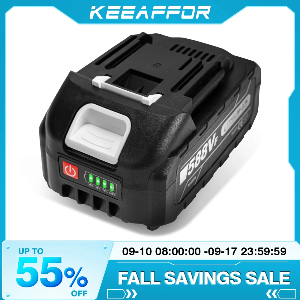 KEEAFFOR 18V 588VF Rechargeable Battery 15000mAh Lithium Ion Battery For Makita Electric Wrench Power Tools Battery EU US Plug