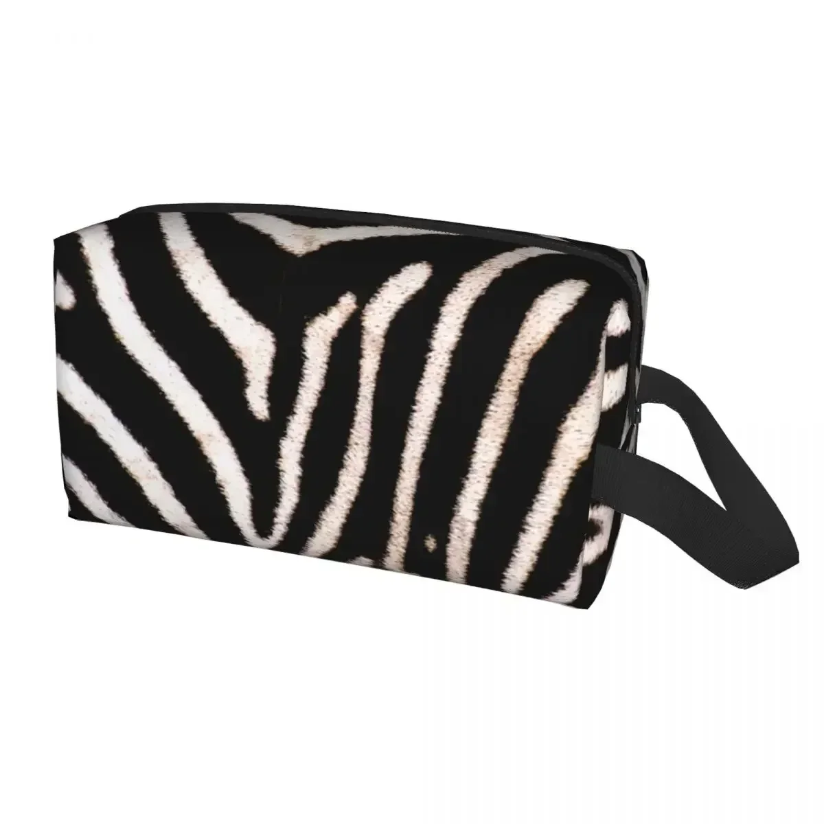 

Wild Animal Zebra Stripes Leather Texture Toiletry Bag Cosmetic Makeup Organizer Beauty Storage Dopp Kit Box