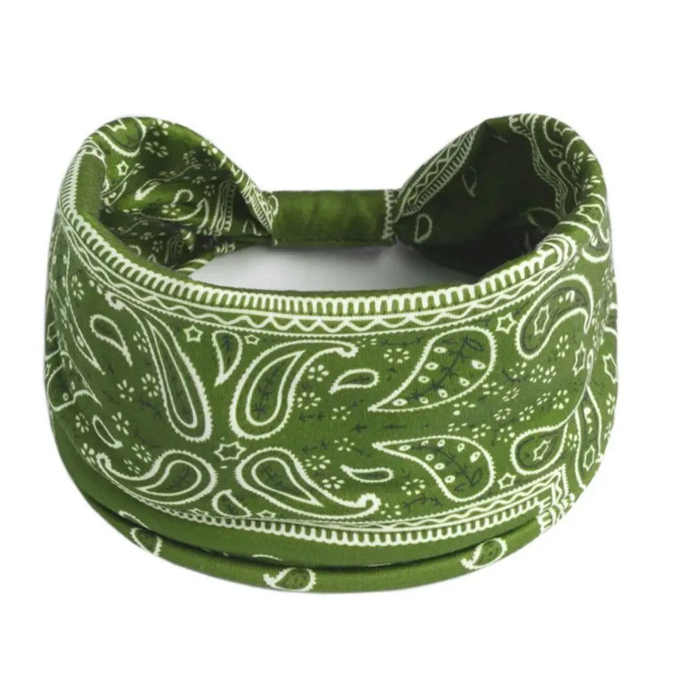 Cashew Print Boho Knot Turbans Headwrap Wide Edge Charming Yoga Headband Colorful Elastic Floral Bandanas Headband Sports