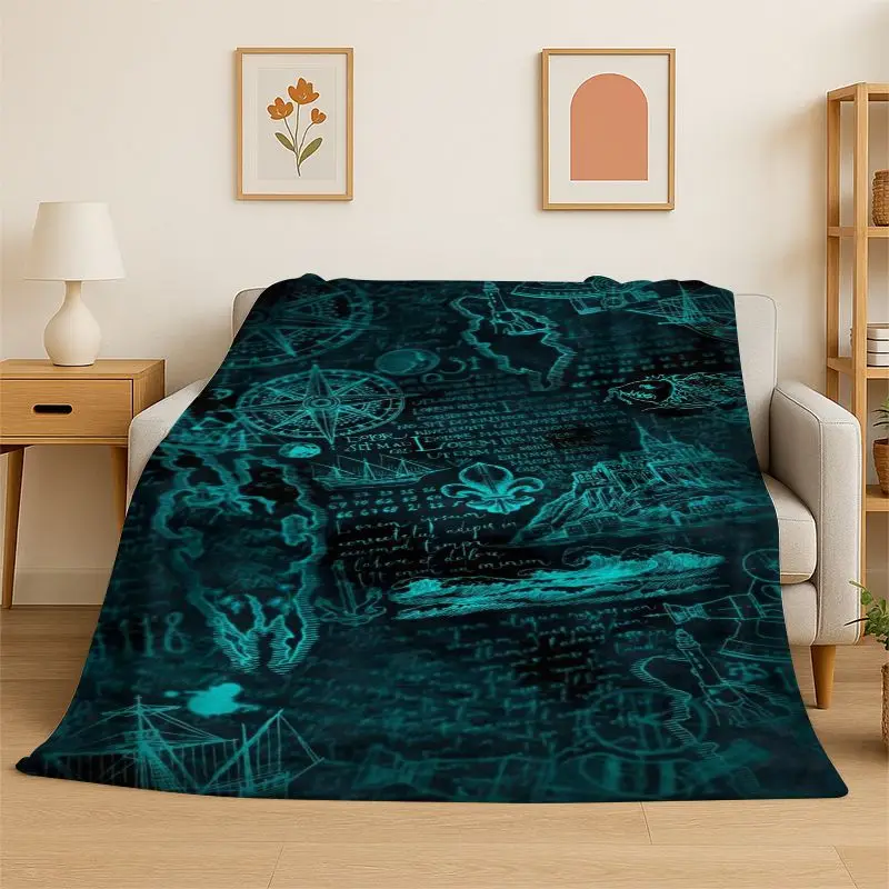 Viking Totem Nordic Rune Valhalla Vegvisir Odin Flannel Blanket Soft Throw Blanket for Bedroom Living Room Bed Travel Picnic Nap