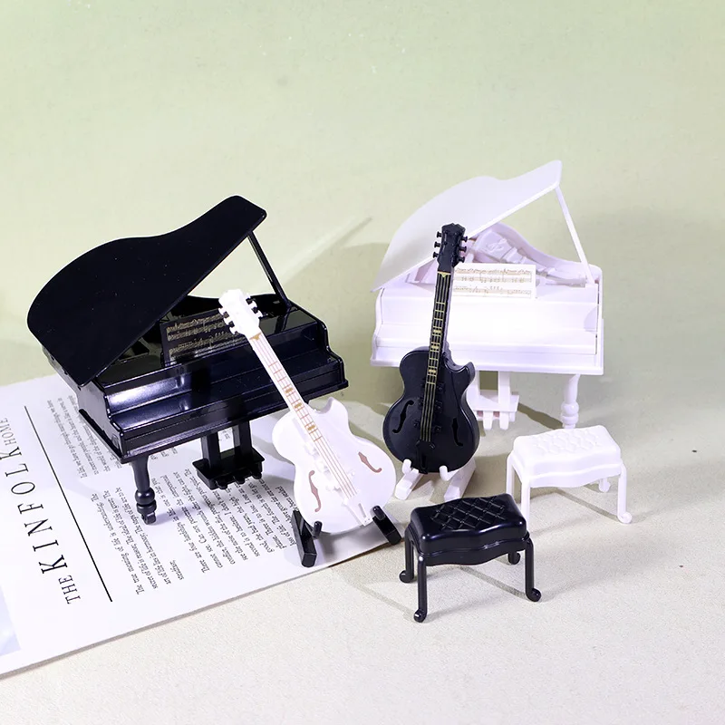 

Best Miniature Musical Instrument Model Ornament Miniature Piano Guitar Music Corner Dollhouse Scenery Decoration Prop Ornament