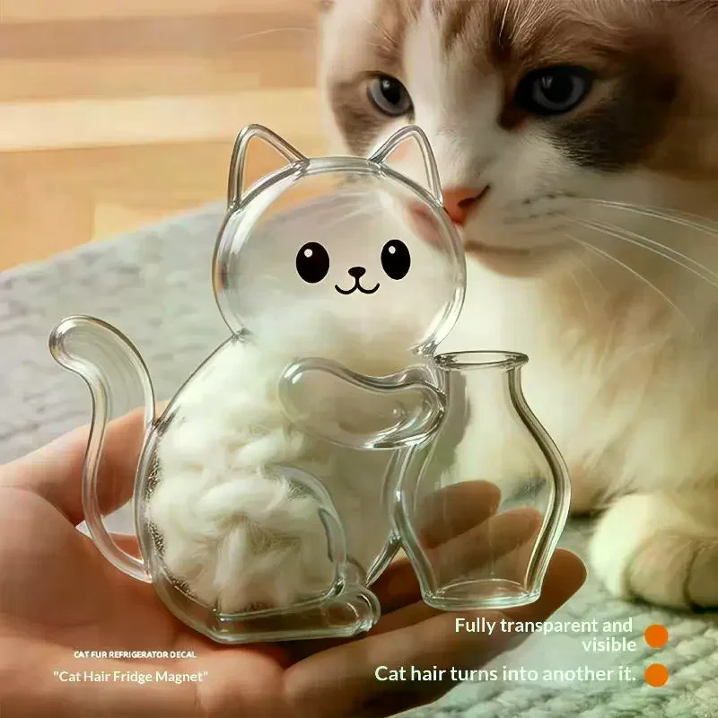 Transparent Cat Hair Storage Refrigerator Magnets Pet Fur Keepsake Capsule DIY Souvenirs Cat Whiskers Collector Fridge Magnet