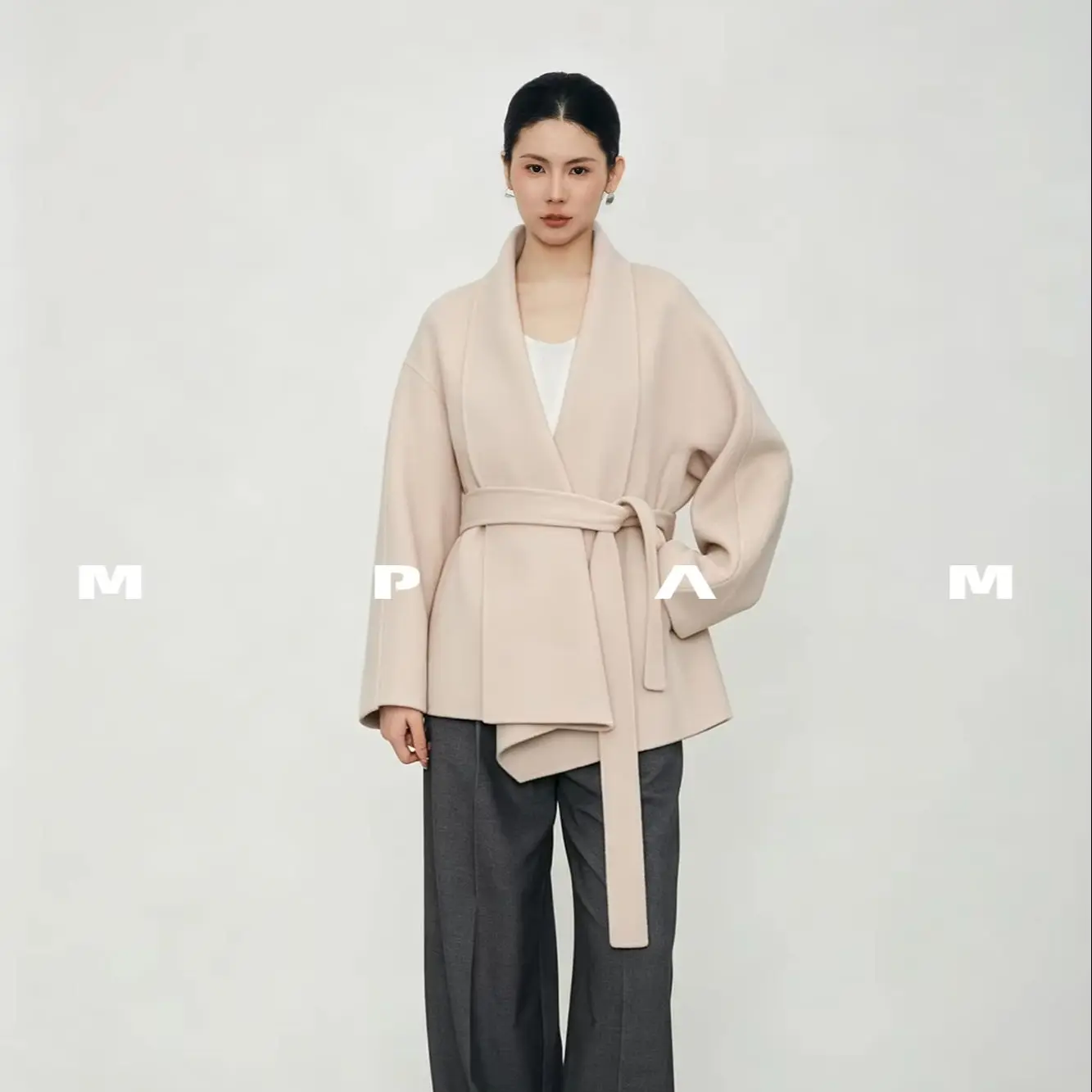 Mpam 26Th Autumn and Winter New Cashmere Outwear Women's Loose Mid-Length Bathrobe Outwear Women's 824-1