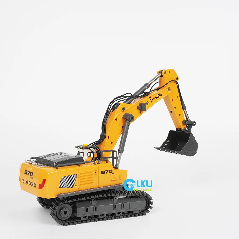 1/50 scale 970 die-cast excavator model RC building toy 360° rotation metal tracks movable arms gift for boys and collectors