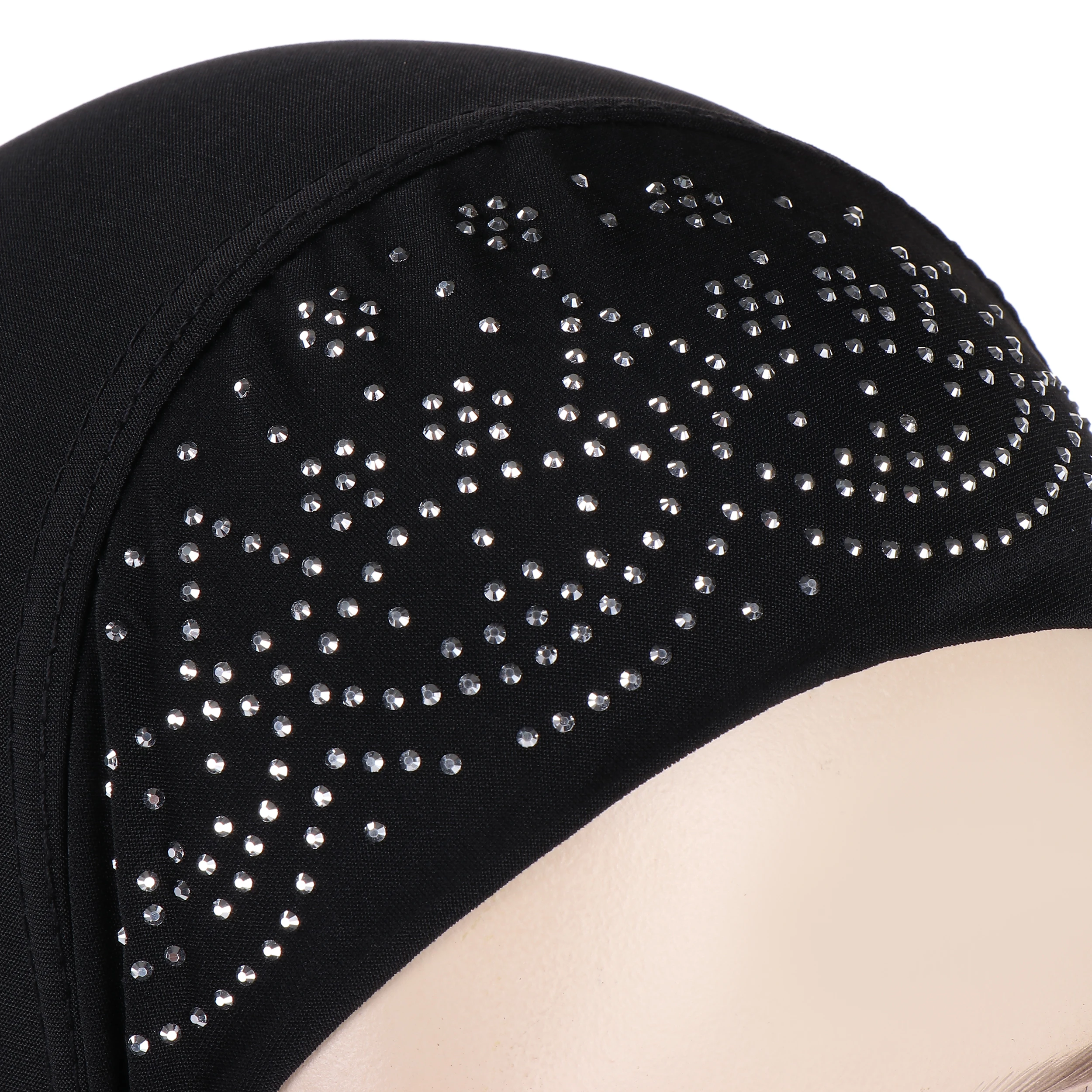 H407 Erwachsene große muslimische Hijab Schal mit Blumen Strass islamische Kopftuch Hüte Armia ziehen auf Headwrap Motorhaube – Detail 14