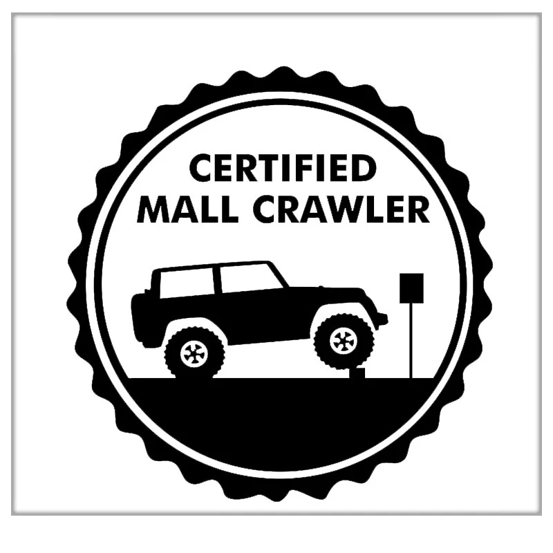Funny Black/silver Certified Mall Crawler Sticker / Decal for Jeep Wrangler Cherokee  10x10cm