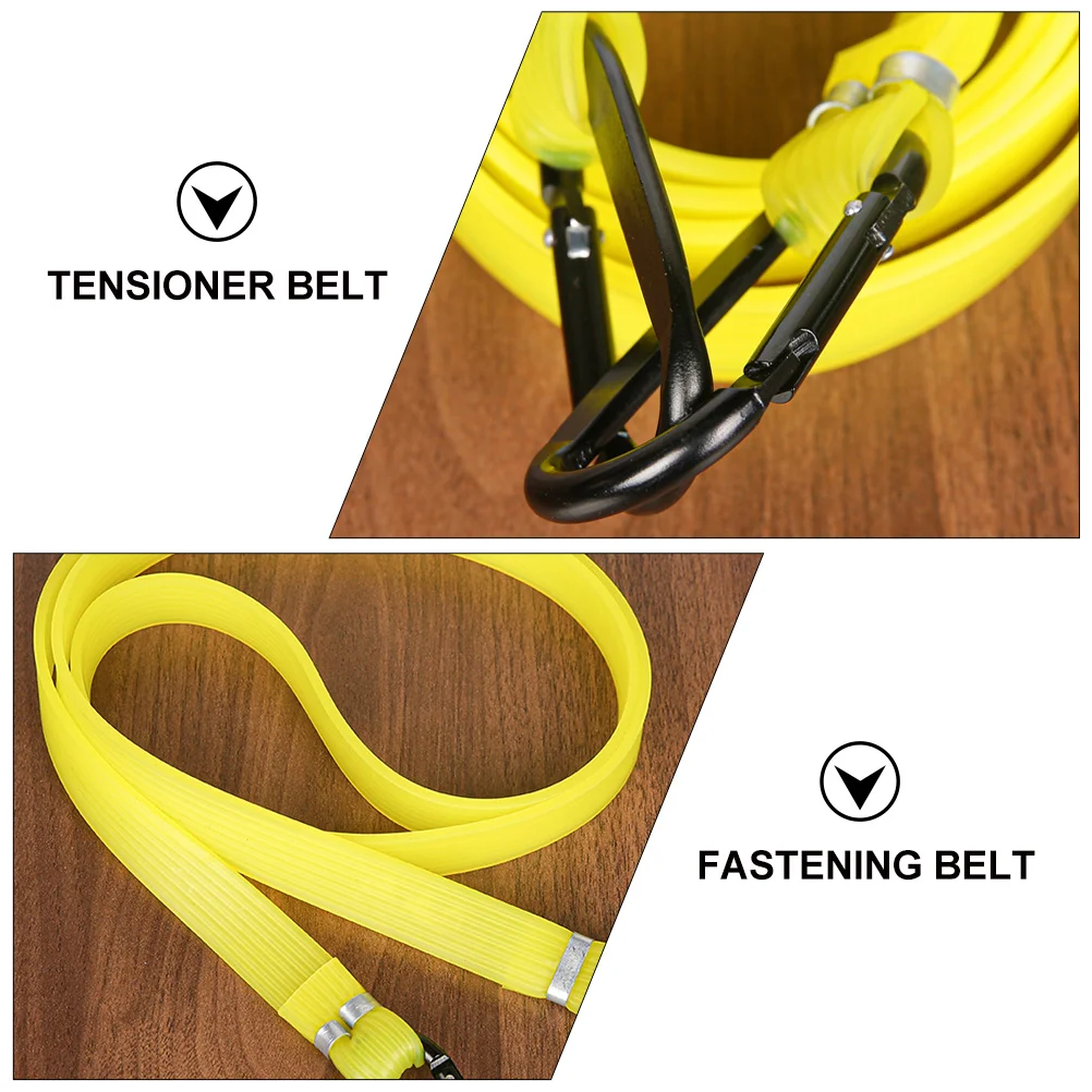 2 Pcs Elastic Belt Binding Rope Cord Device Tightening with Hook Yellow Cargo Fastening