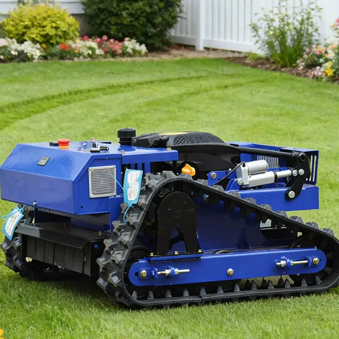 

Customized Household Commercial Dual Use Tracked All-terrain Lawn Mower Remote Control Emergency Stop Height Adjustable Mower
