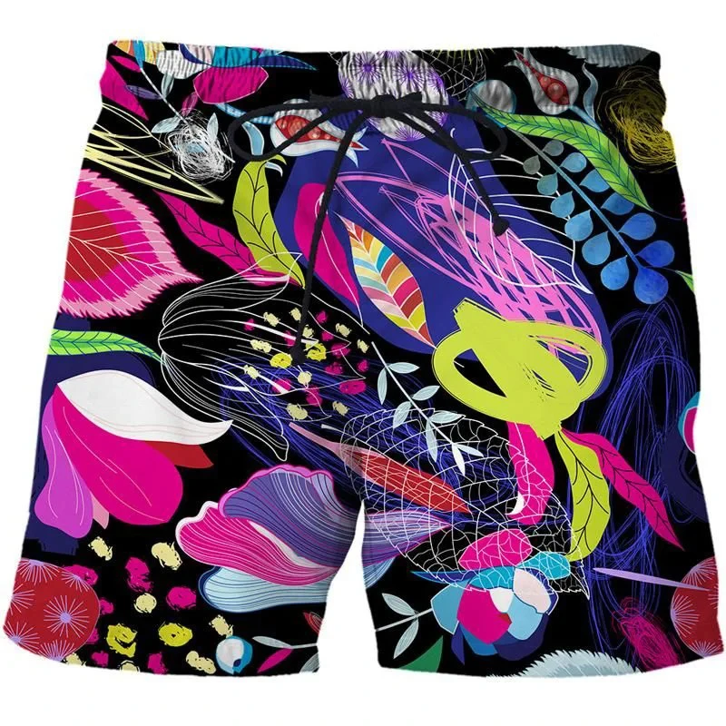 Pantaloncini da spiaggia con pesci astratti stampati in 3D retrò estivi per uomo moda Street pantaloni corti larghi pantaloncini da Surf Cool