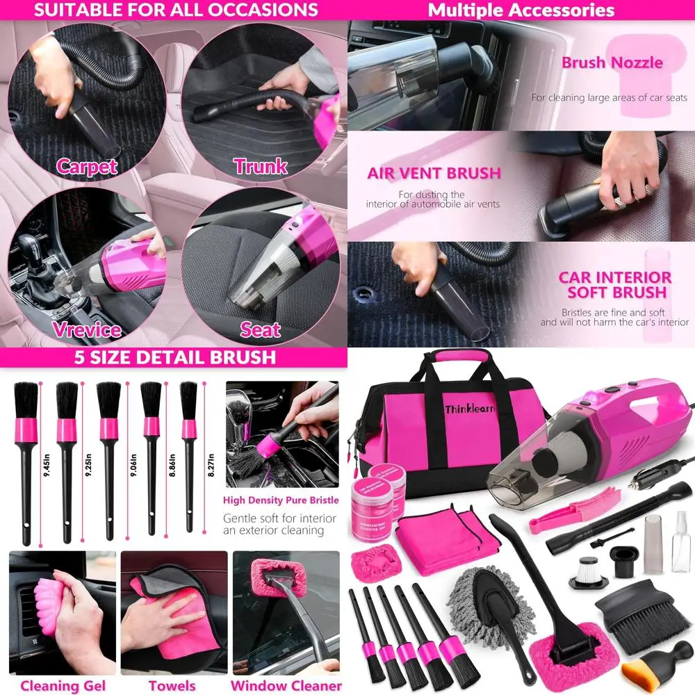 

Набор для чистки автомобиля, набор для детализации пылесоса автомобиля с ручным пылесосом высокой мощности, включая набор щеток для детализации из 7 предметов, лобовое стекло